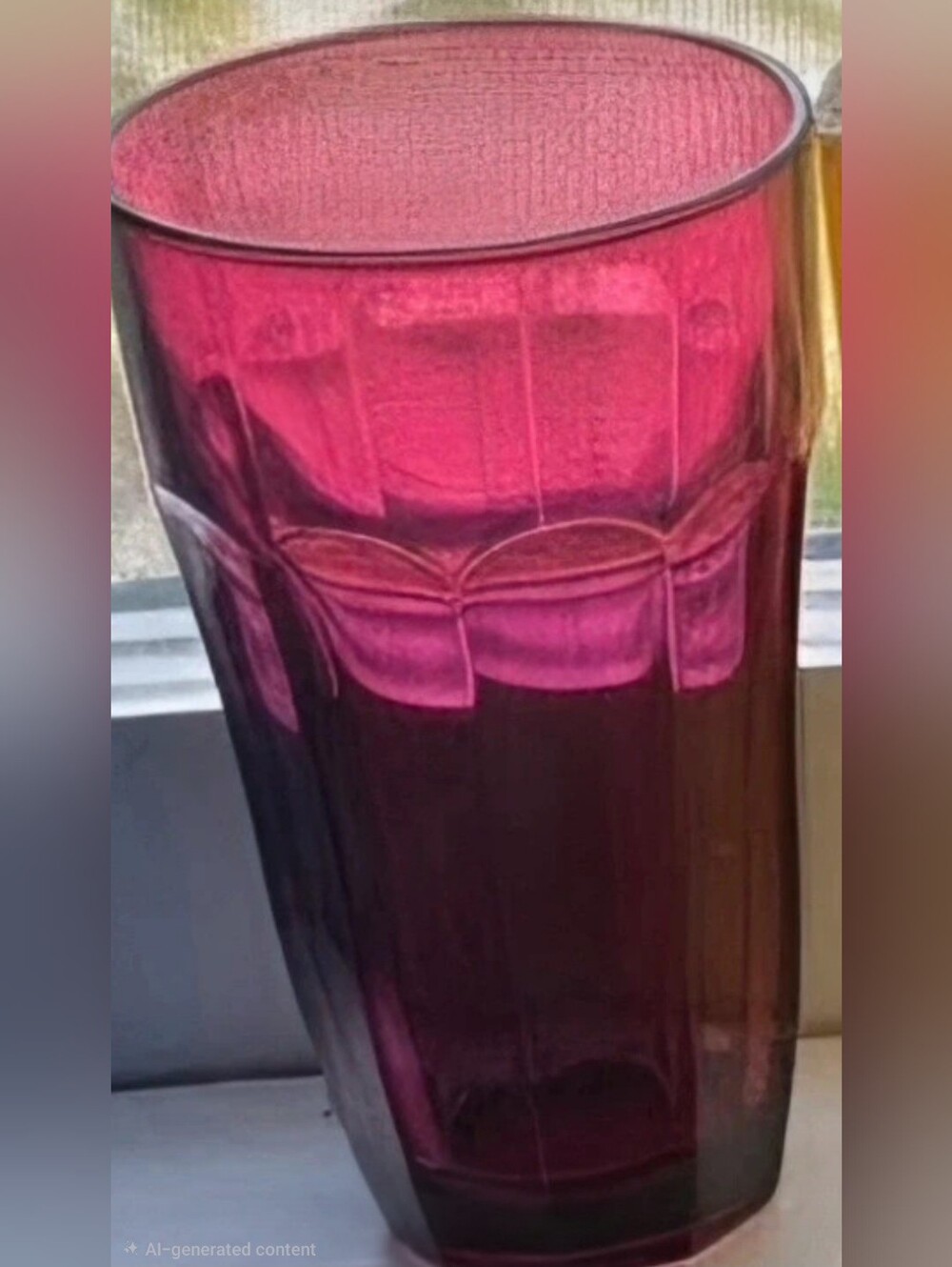 Vintage Pasabahce jeweltone purple 10 panel drinking glass